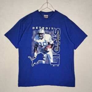 Vintage Sport Attack Detroit Lions Barry Sanders T-Shirt Blue XL NFL Football